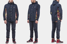 HEA PATTERN PRINTED LONG-SLEEVED DENIM SHIRT WITH PATTERN PRINT LINED HOOD