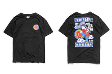 CARPTOWN ORIENTAL CHARACTER #I PLAY FOR KEEPS. CHARACTER PRINT ON BACK SHORT-SLEEVED T-SHIRT