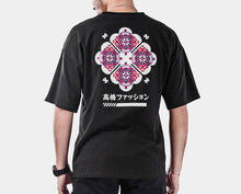 TAKAHASHI JAPANESE STYLE GEOMETRIC TOTEM PRINT ON BACK SHORT-SLEEVED SHIRT