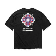TAKAHASHI JAPANESE STYLE GEOMETRIC TOTEM PRINT ON BACK SHORT-SLEEVED SHIRT