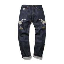 CARPTOWN REGULAR-FIT TSURU AND MATSUKI EMBROIDERED RAW SELVEDGE JEANS