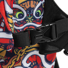 HEA LION HEAD PATTERNED NYLON ZIPPER MESSENGER BAG