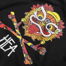HEA PATTERN PRINT LINED LION HEAD PRINT ON BACK  LONG-SLEEVED HOODIE