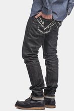 HARDLY EVER'S BLACK REGULAR-FIT LASER-PRINTED FLASH PATTERNED RAW SELVEDGE JEANS
