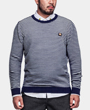 HEA LION HEAD EMBROIDERED SAILOR STRIPE TEXTURED LONG-SLEEVED SWEATER
