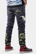 CARPTOWN REGULAR-FIT TSURU AND MATSUKI EMBROIDERED RAW SELVEDGE JEANS