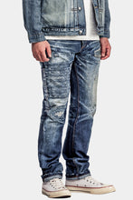 HE75 REGULAR-FIT SELVEDGE RIP-AND-REPAIR DISTRESSING AND QUILT-STITCHED WASHED DENIM