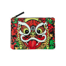 HEA LION HEAD PATTERNED NYLON ZIPPER CLUTCH