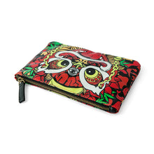 HEA LION HEAD PATTERNED NYLON ZIPPER CLUTCH