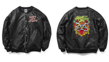 HEA LION HEAD EMBROIDERY RANGAN LONG-SLEEVED VEGAN LEATHER BOMBER JACKET