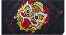 HEA REGULAR-FIT LION HEAD EMBROIDERED RAW SELVEDGE JEANS