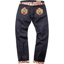 HEA REGULAR-FIT LION HEAD EMBROIDERED RAW SELVEDGE JEANS