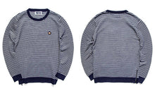 HEA LION HEAD EMBROIDERED SAILOR STRIPE TEXTURED LONG-SLEEVED SWEATER