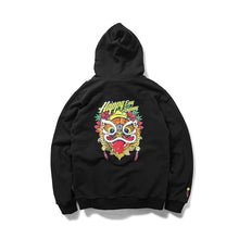 HEA PATTERN PRINT LINED LION HEAD PRINT ON BACK  LONG-SLEEVED HOODIE