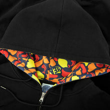 HEA PATTERN PRINT LINED LION HEAD PRINT ON BACK  LONG-SLEEVED HOODIE