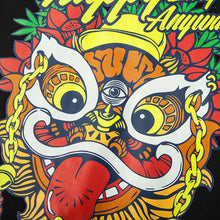 HEA PATTERN PRINT LINED LION HEAD PRINT ON BACK  LONG-SLEEVED HOODIE