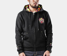 HEA PATTERN PRINT LINED LION HEAD PRINT ON BACK  LONG-SLEEVED HOODIE