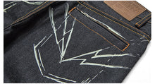 HARDLY EVER'S BLACK REGULAR-FIT LASER-PRINTED FLASH PATTERNED RAW SELVEDGE JEANS