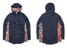 HEA PATTERN PRINTED LONG-SLEEVED DENIM SHIRT WITH PATTERN PRINT LINED HOOD