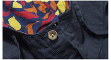 HEA PATTERN PRINTED LONG-SLEEVED DENIM SHIRT WITH PATTERN PRINT LINED HOOD