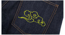 CARPTOWN REGULAR-FIT TSURU AND MATSUKI EMBROIDERED RAW SELVEDGE JEANS